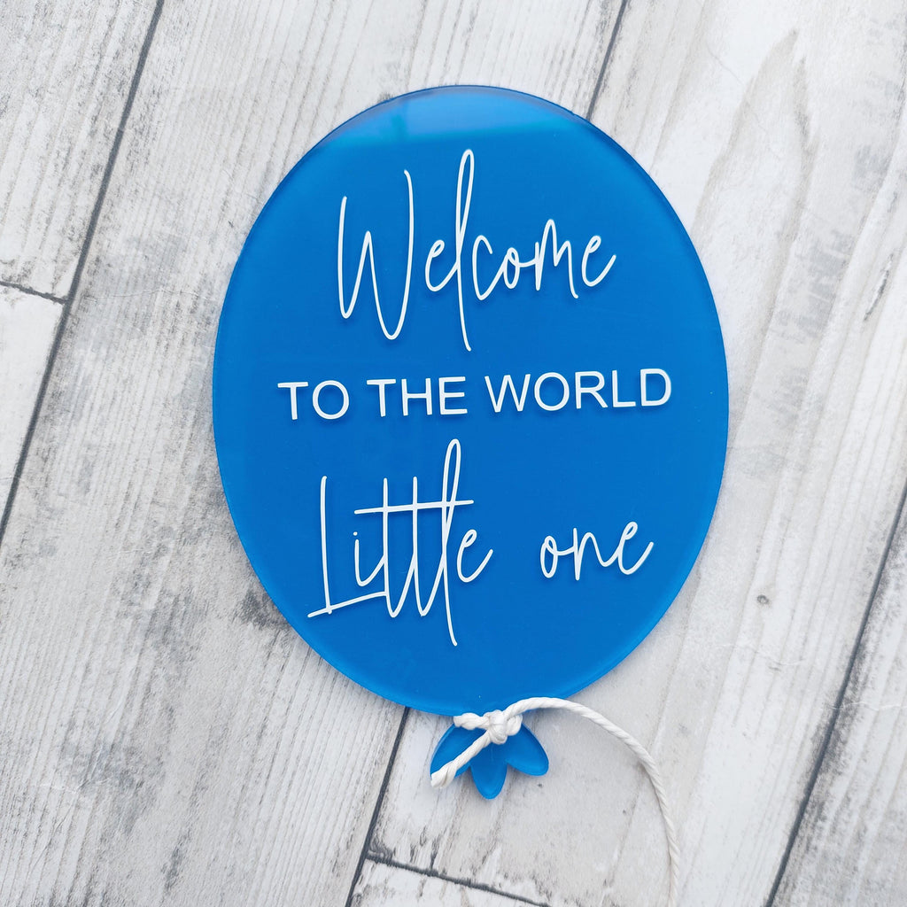 Painted Acrylic Birth Announcement Balloon: Baby Photo Prop