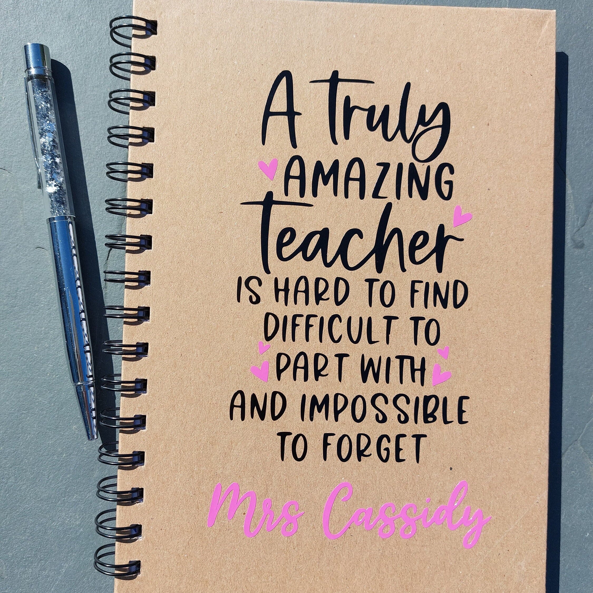 Personalised Teacher Appreciation Notebook: Teacher Thank You Gift, Kraft A5