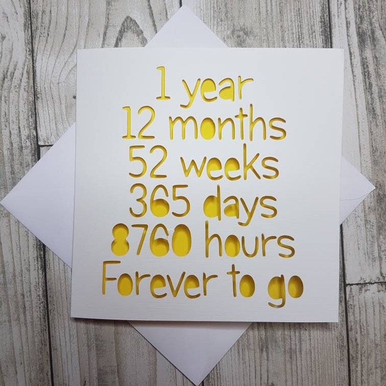 First Anniversary Card, 1st Anniversary Card, 1st Anniversary Gift, Paper Anniversary, First Wedding Anniversary, 1st Wedding Anniversary