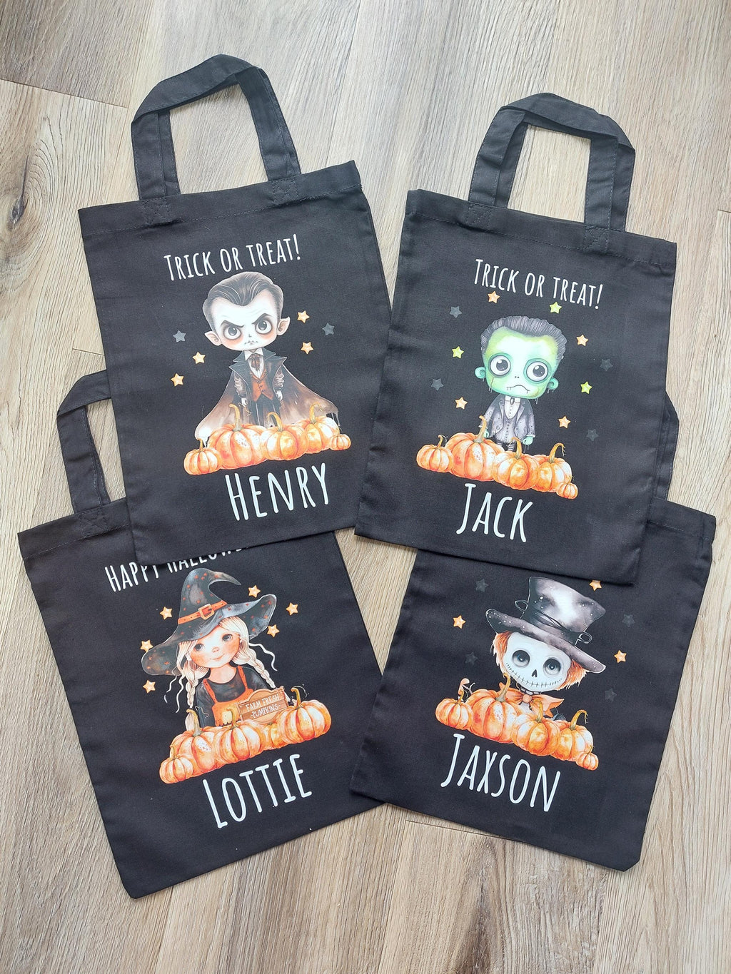 Personalised Halloween Trick or Treat Bag: Frankenstein, Dracula, Witch, Pumpkin