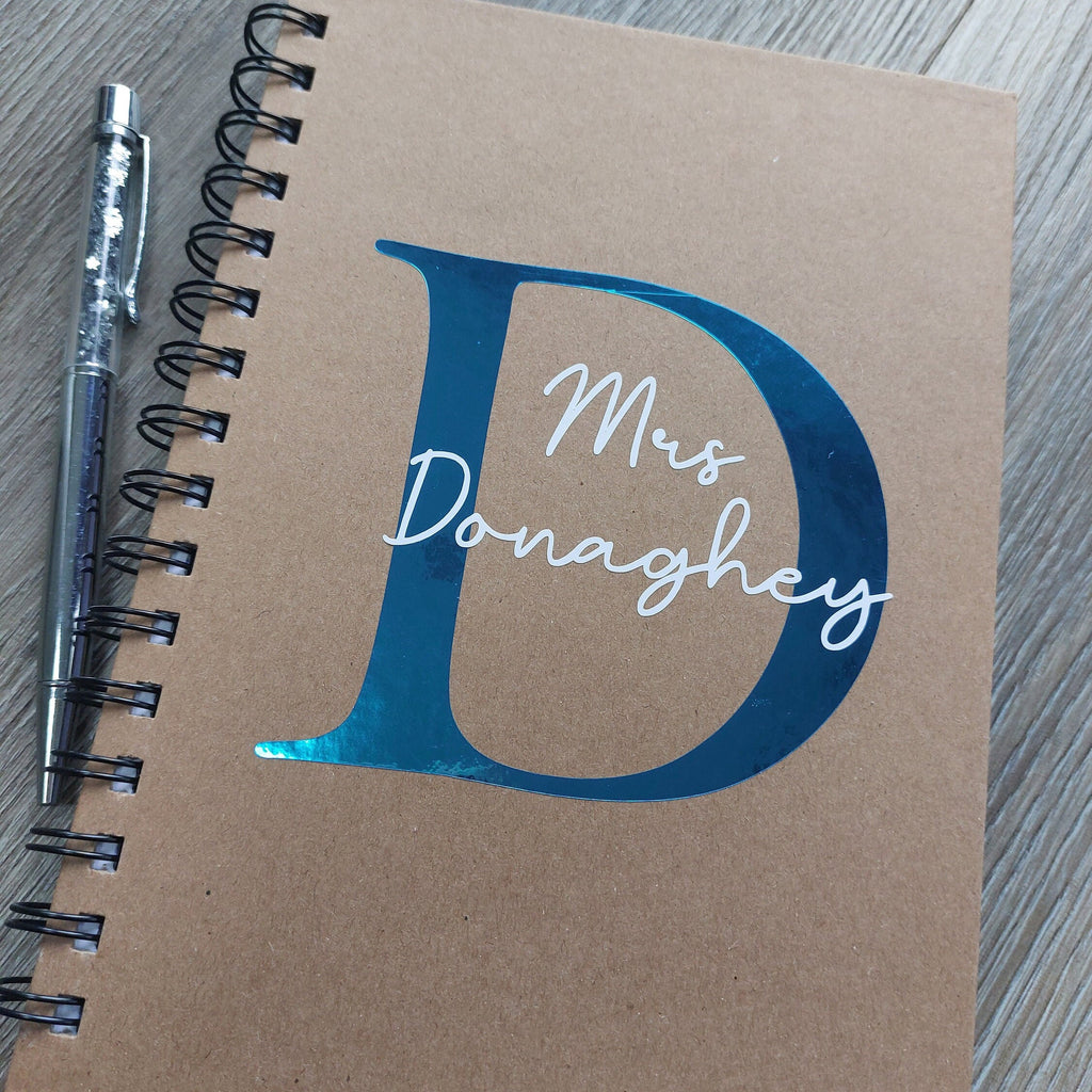 Personalised Teacher Notebook: A5 Kraft, Initial Detail