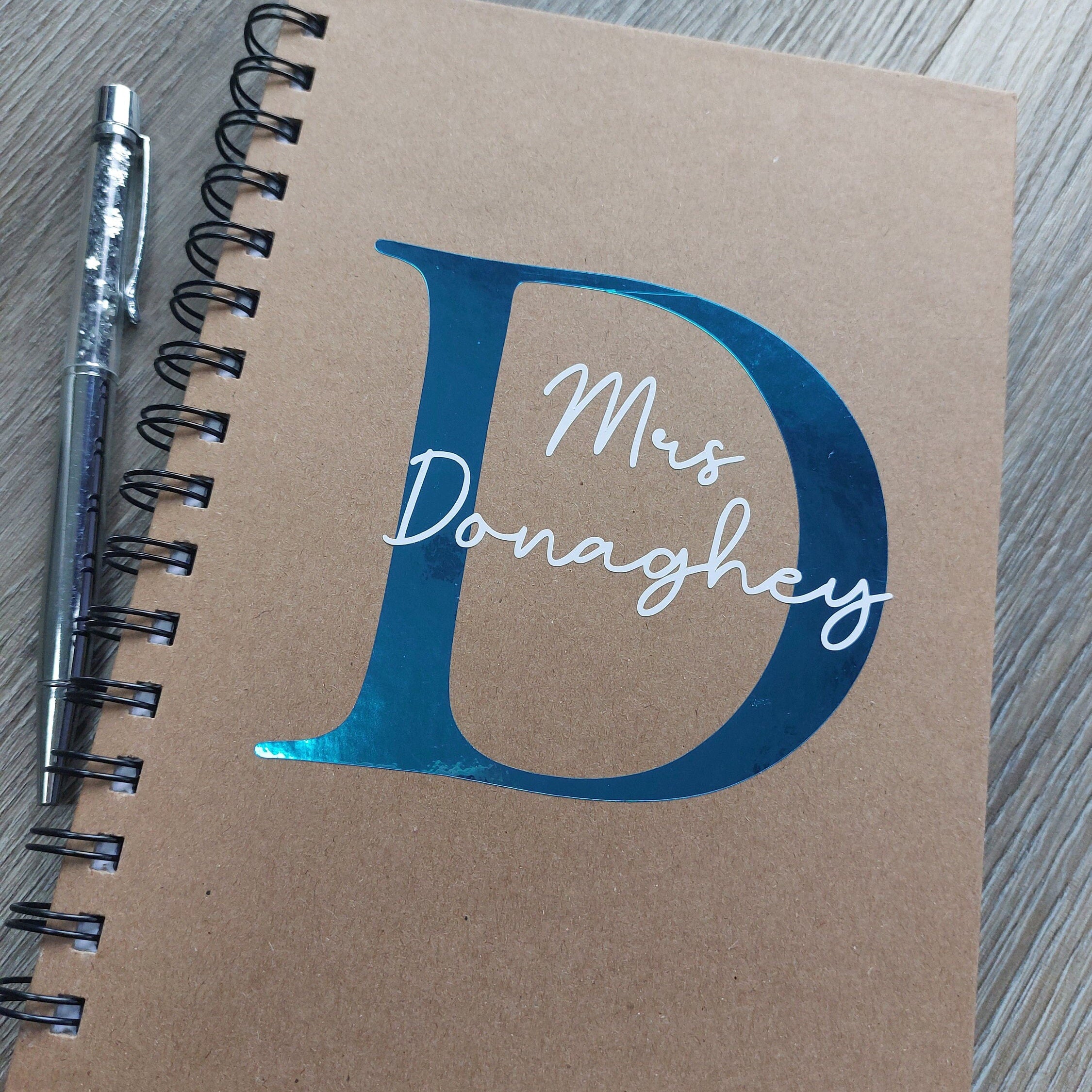 Personalised Teacher Notebook: A5 Kraft, Initial Detail
