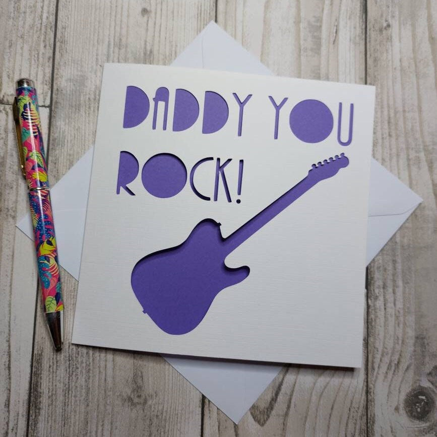 Dad You Rock Card: Papercut Guitar, Father's Day Card