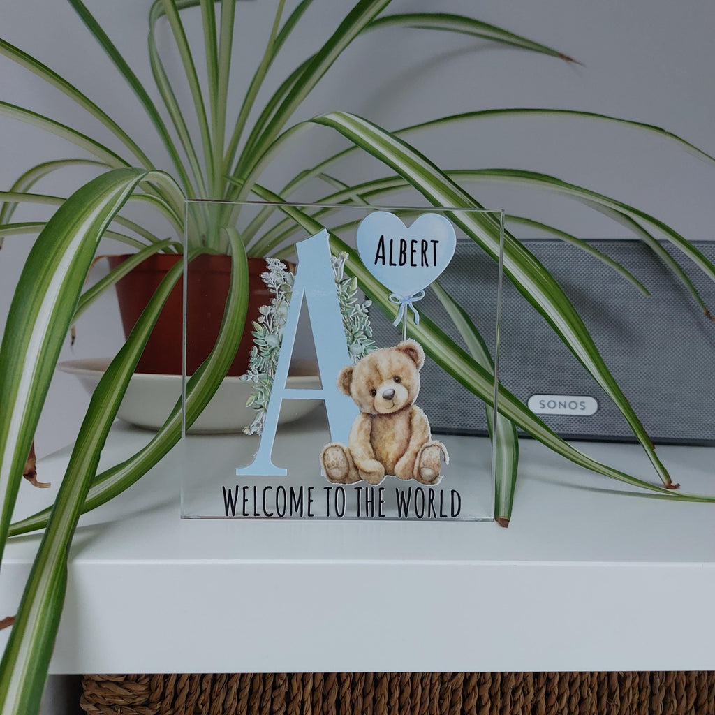 Personalised Baby Bear Alphabet Block: New Baby Nursery Decor