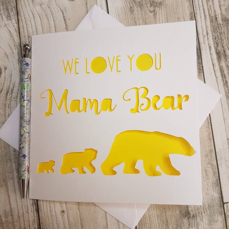 Mama Bear Papercut Card, Mother's Day Gift