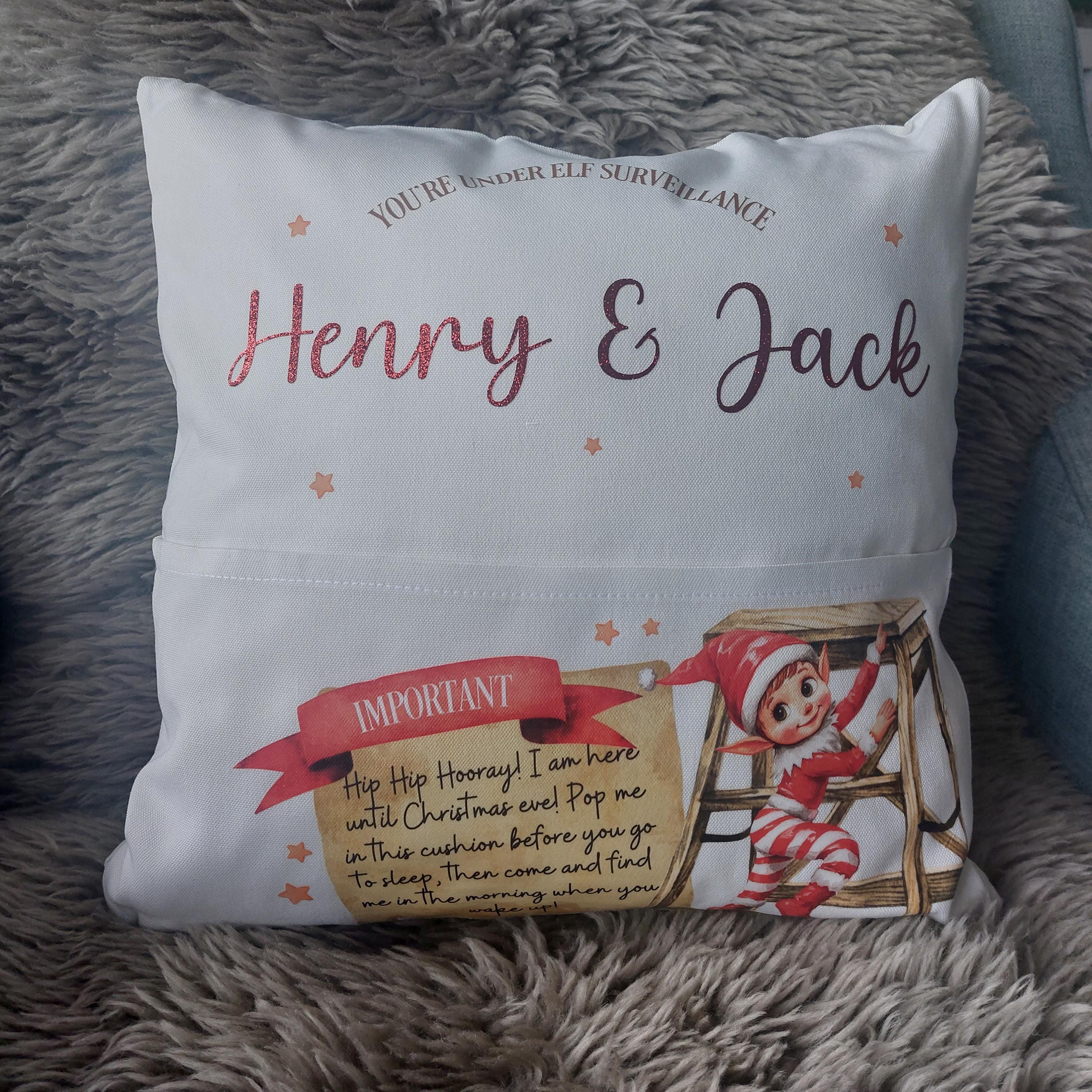 Personalised Elf Arrival Cushion: Christmas Keepsake