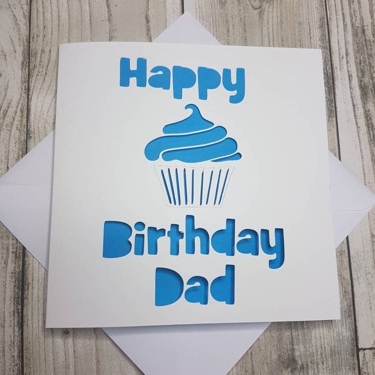 Happy Birthday Dad Papercut Card: Cupcake Design
