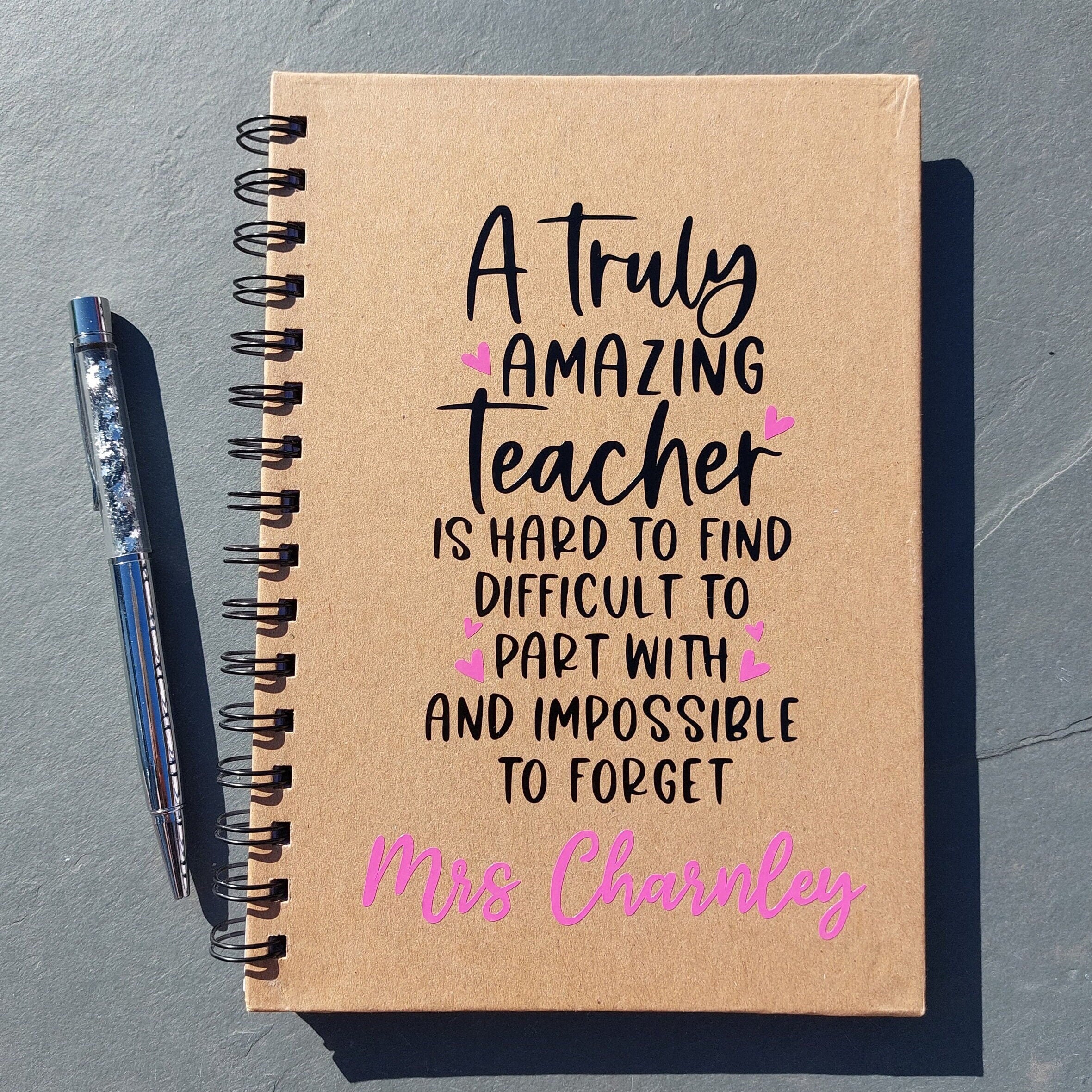 Personalised Teacher Appreciation Notebook: Teacher Thank You Gift, Kraft A5