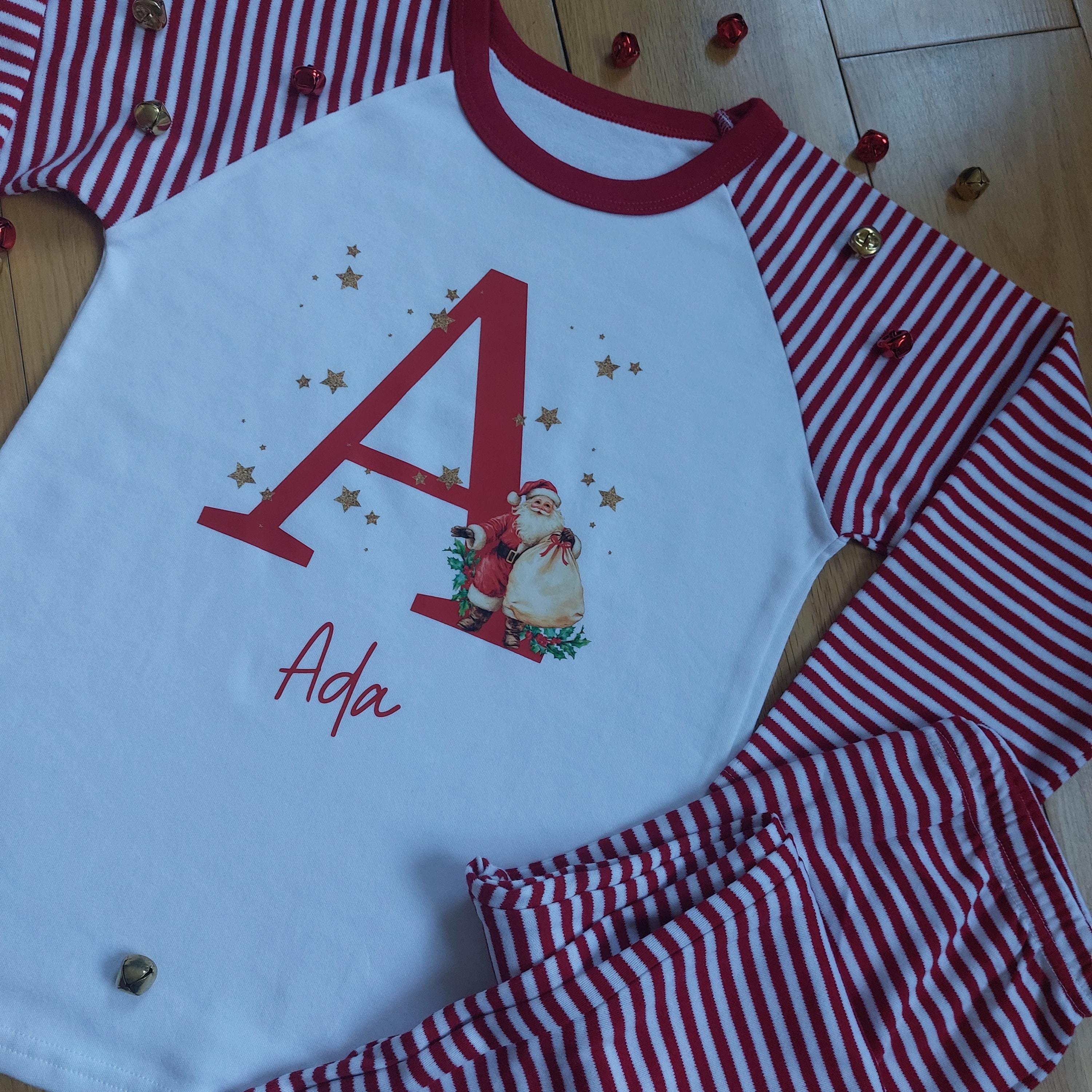 Personalized Santa Christmas Pyjamas, Matching Family Cotton PJs