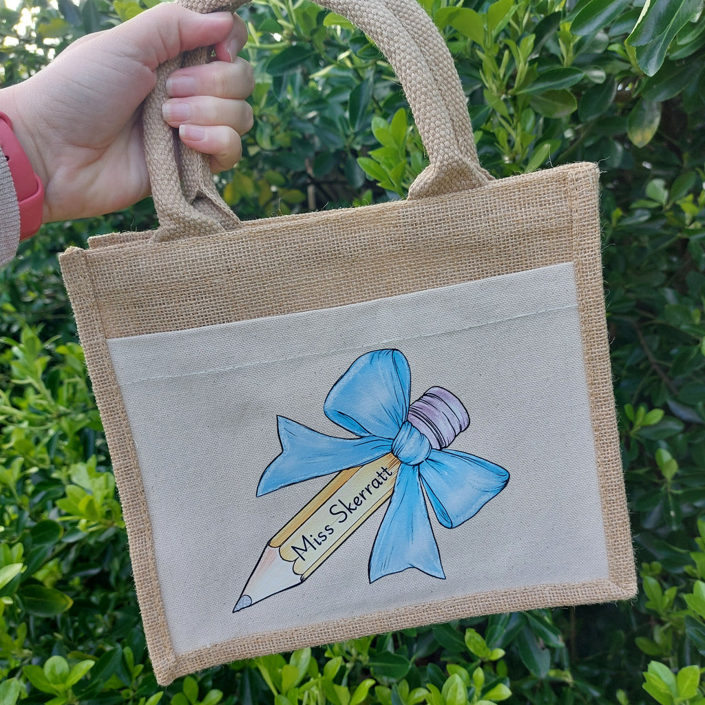 Personalised Teacher Tote Bag: Jute, Thank You Gift