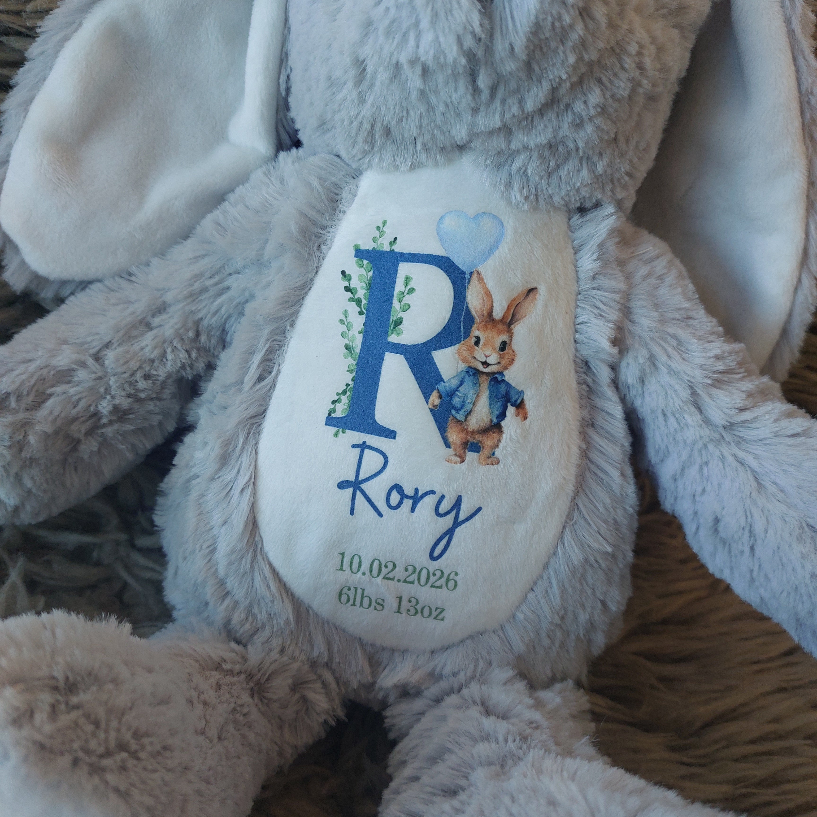 Personalised Baby Bunny Keepsake Teddy, Personalised Baby Gift, New Baby Gift, Baby Keepsake Gift, Baby Boy, Baby Girl