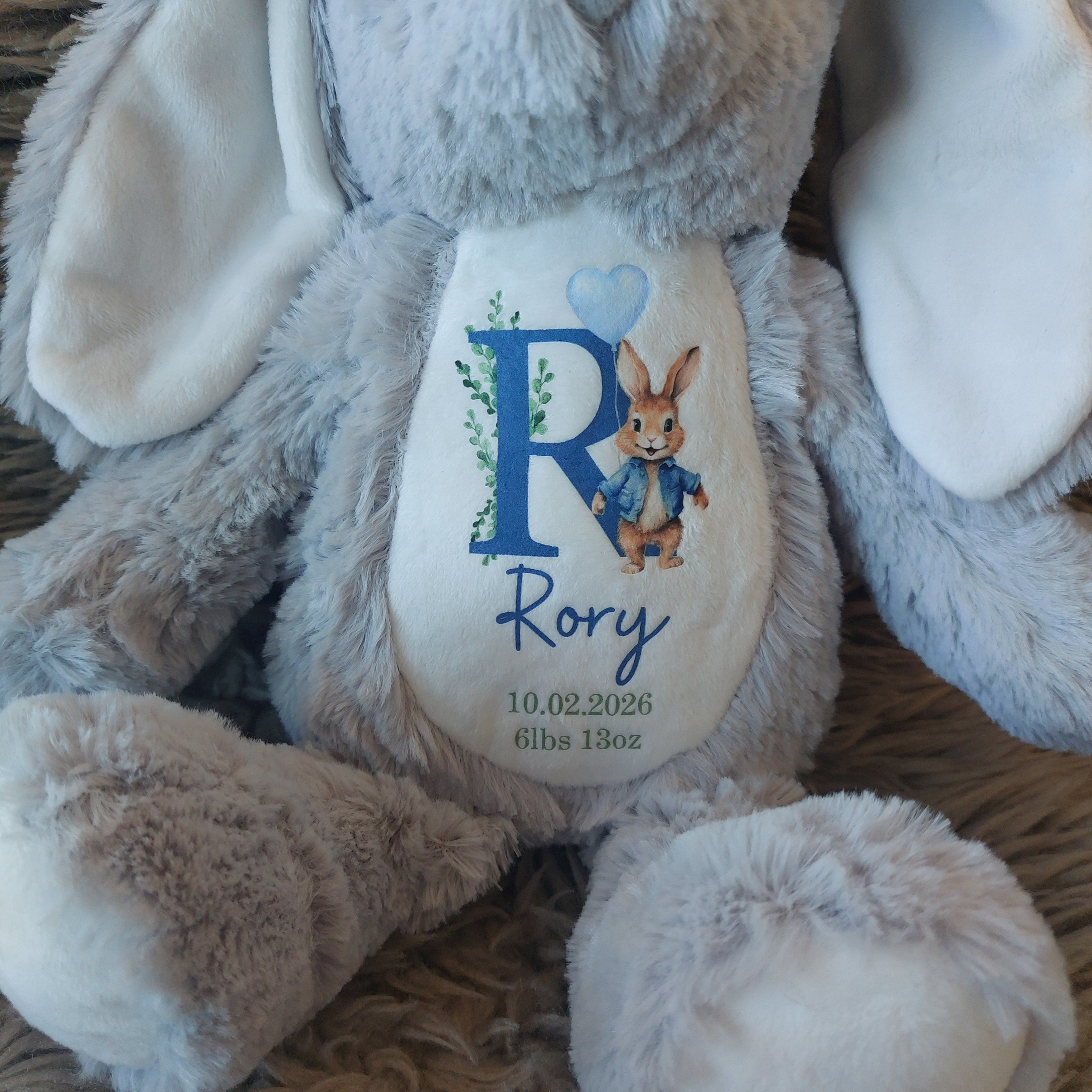 Personalised Baby Bunny Keepsake Teddy, Personalised Baby Gift, New Baby Gift, Baby Keepsake Gift, Baby Boy, Baby Girl