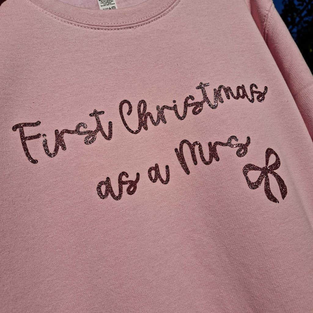 Personalised First Christmas as a Mrs Jumper – Bow Design