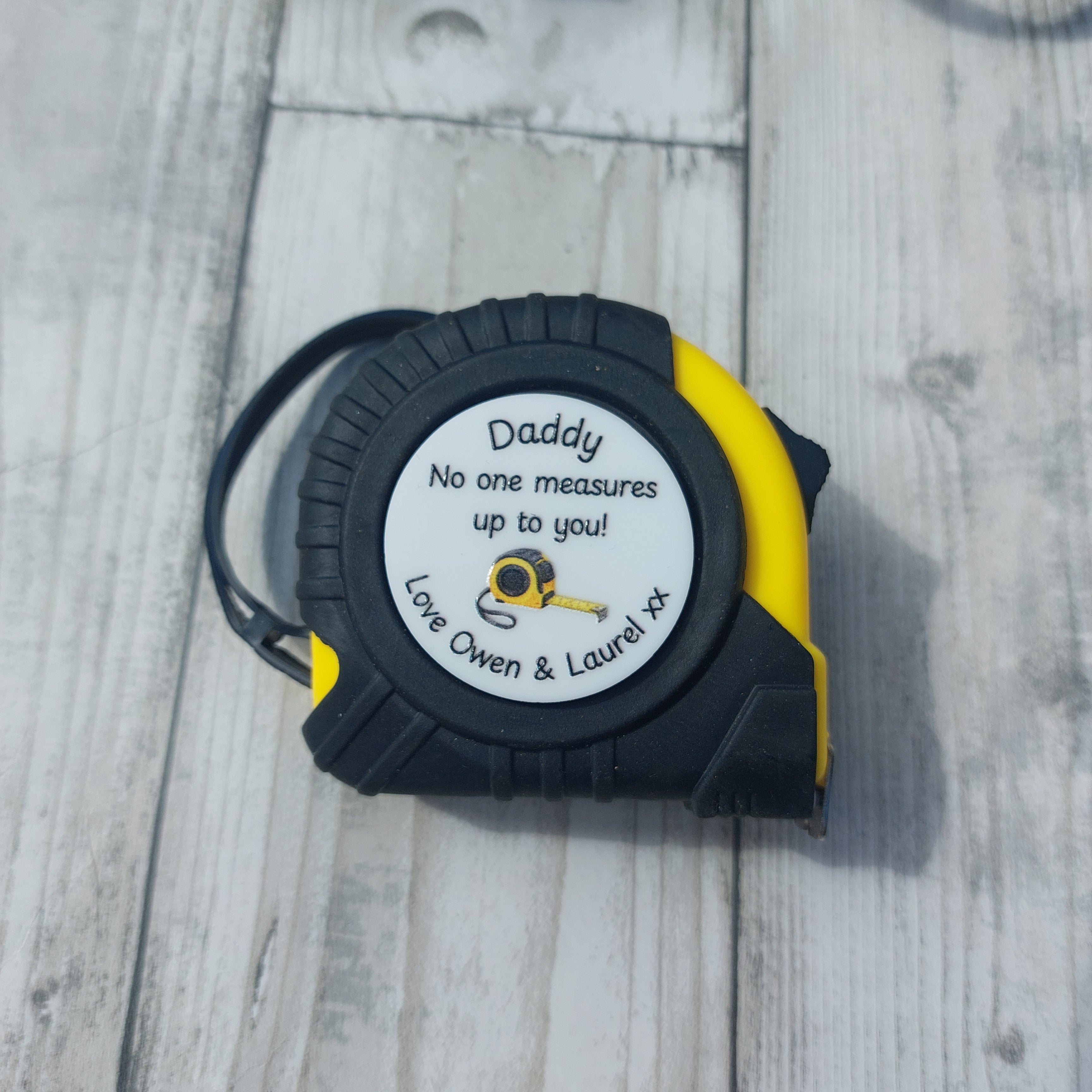 Personalised 5m Tape Measure, Fathers Day Gift, No One Measures Up To You, Loved Beyond Measure