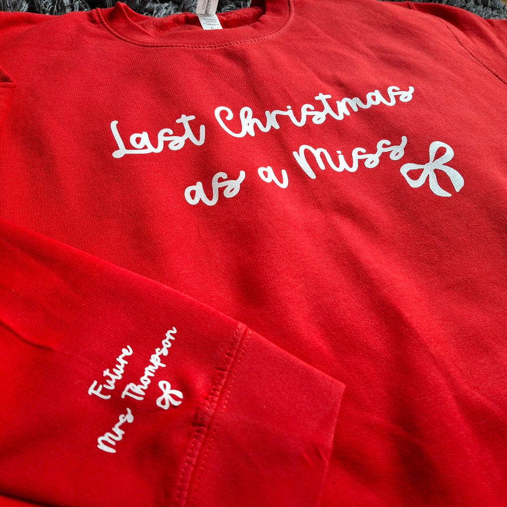 Personalised Last Christmas as a Miss Jumper – Bow Design