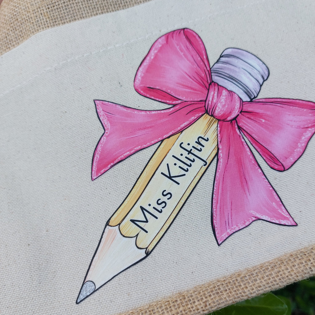 Personalised Teacher Tote Bag: Jute, Thank You Gift
