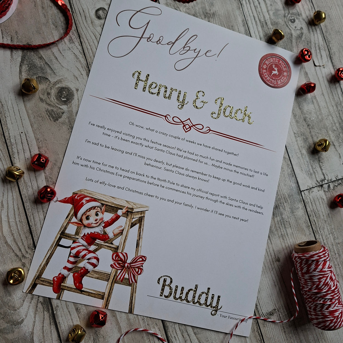Personalised Elf Arrival and Leaving Letters