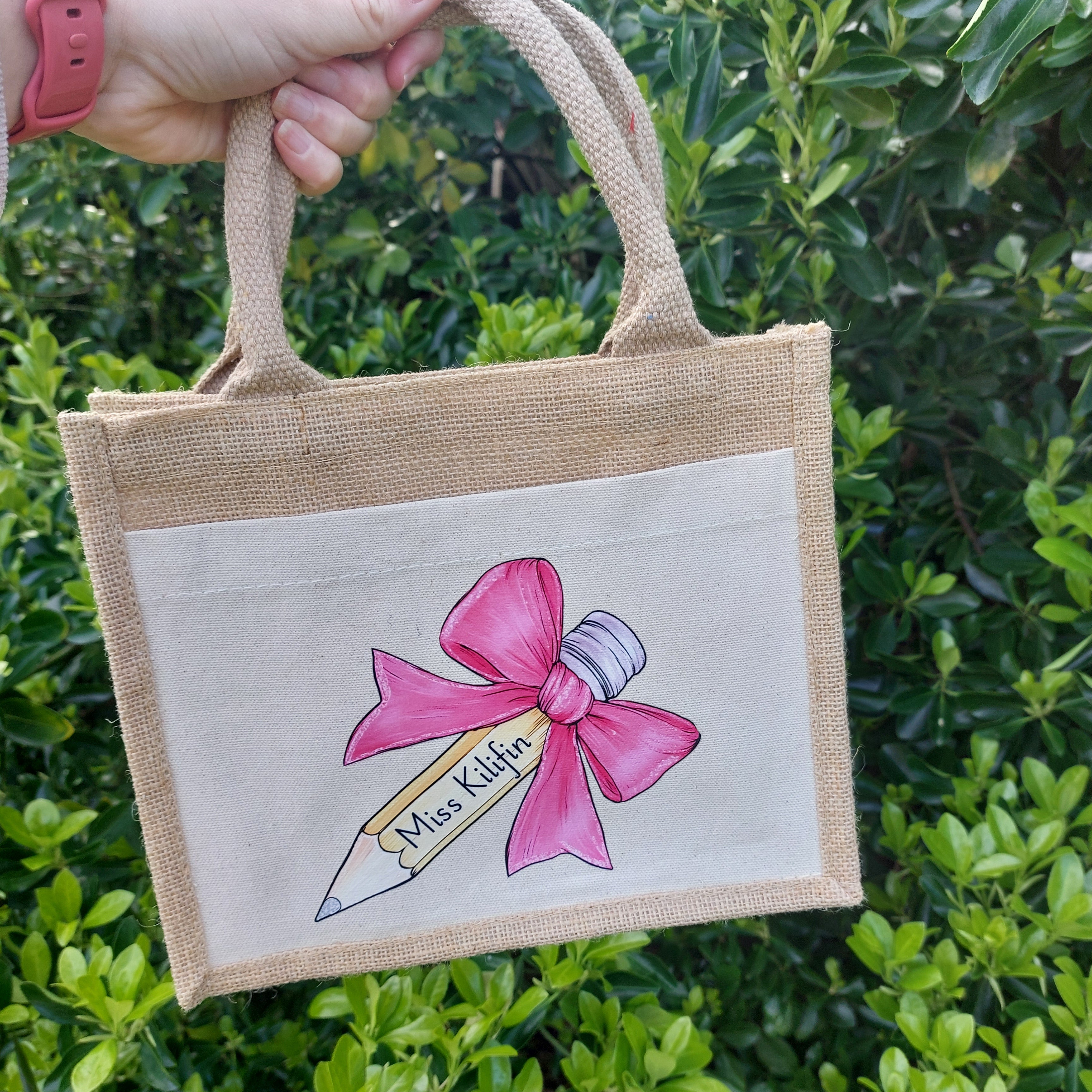 Personalised Teacher Tote Bag: Jute, Thank You Gift