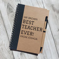 Best Teacher Ever A6 Notebook, Thank You Teacher Gift, Personalised Teacher Thank You Notebook