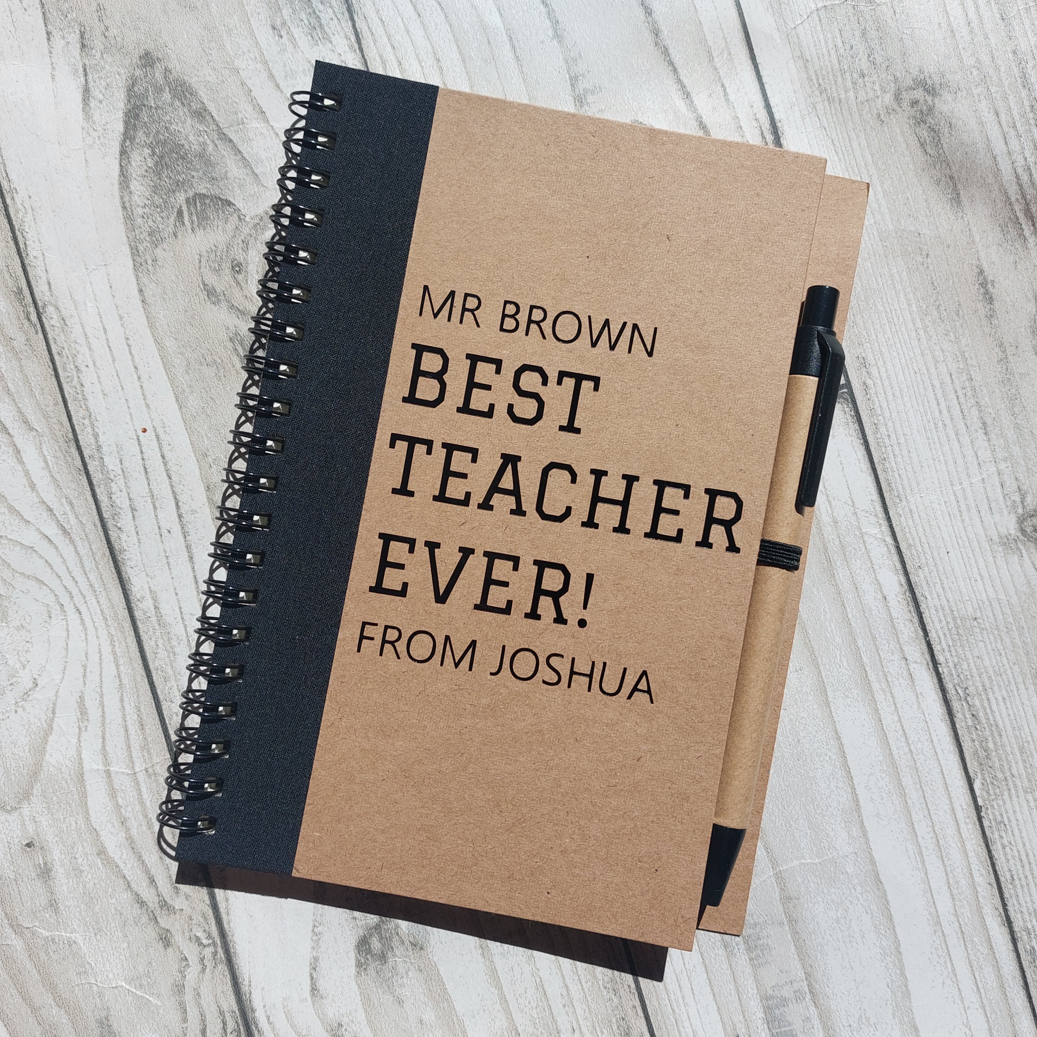 Best Teacher Ever A6 Notebook, Thank You Teacher Gift, Personalised Teacher Thank You Notebook