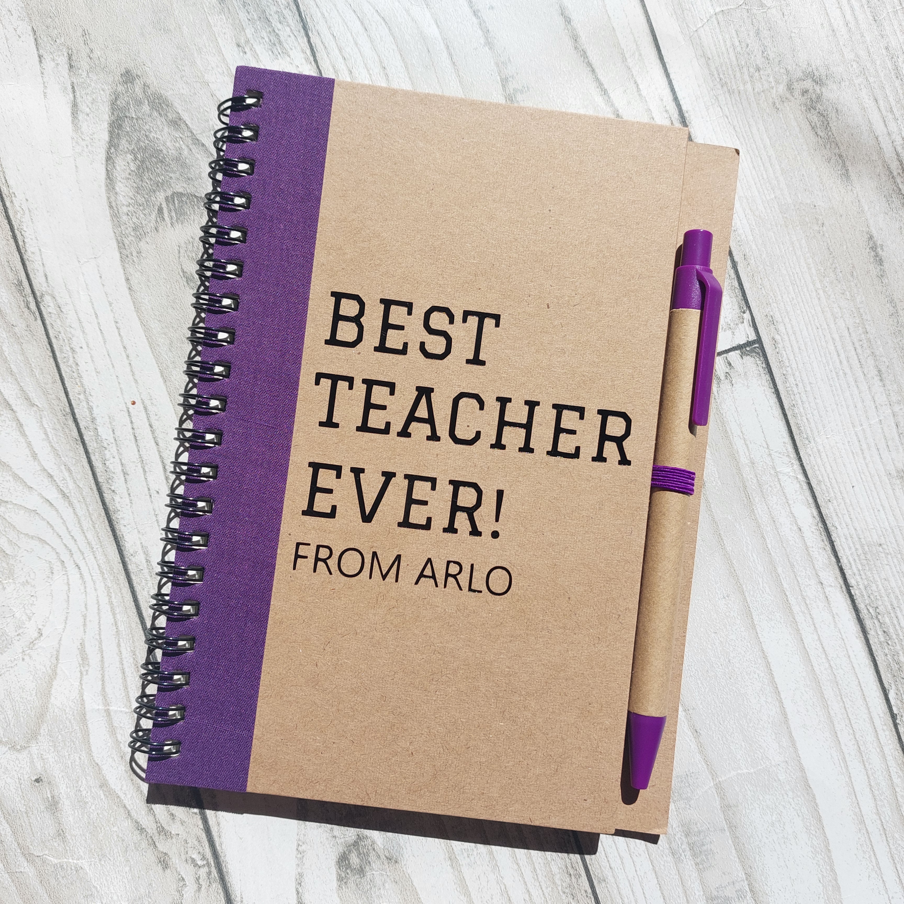 Best Teacher Ever A6 Notebook, Thank You Teacher Gift, Personalised Teacher Thank You Notebook