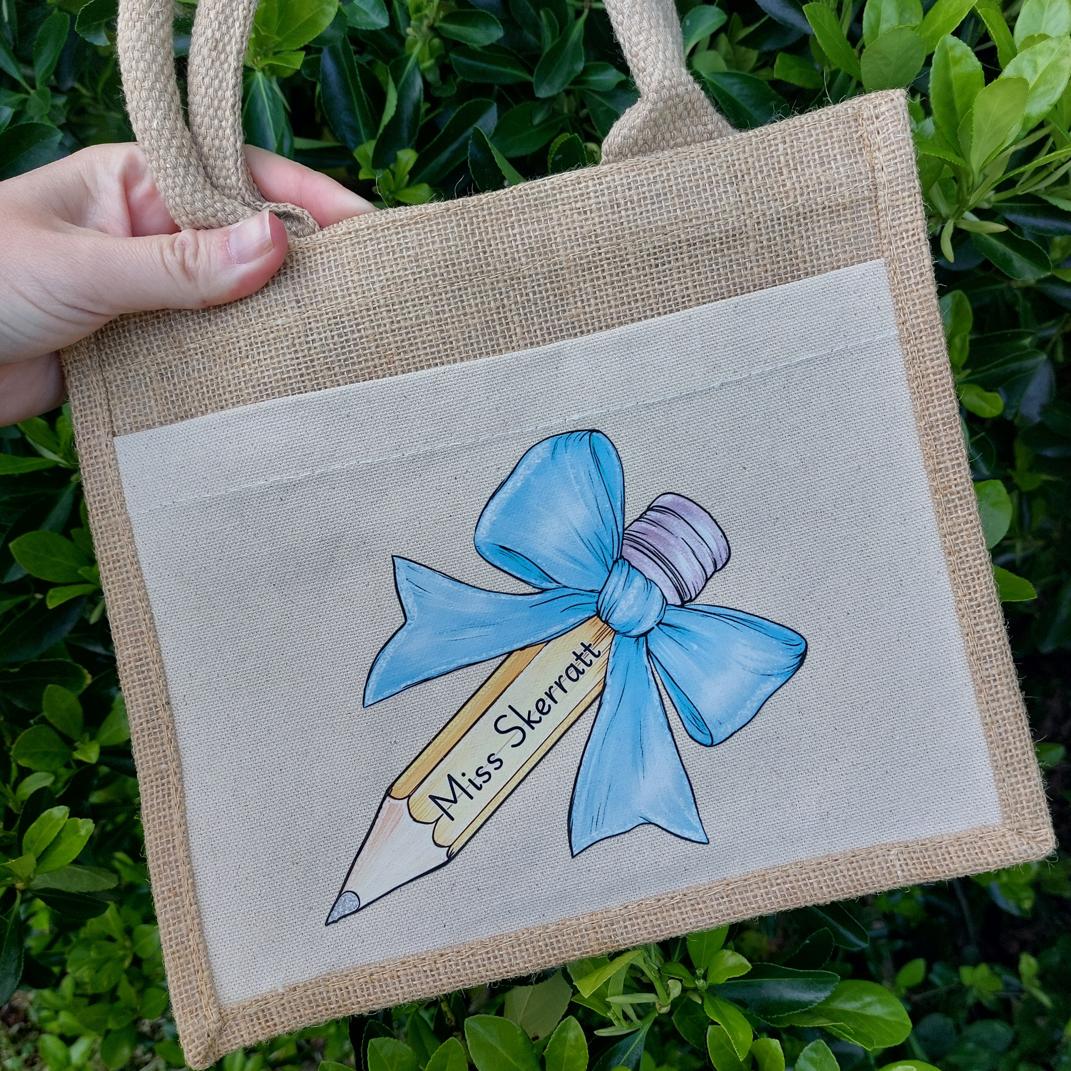 Personalised Teacher Tote Bag: Jute, Thank You Gift