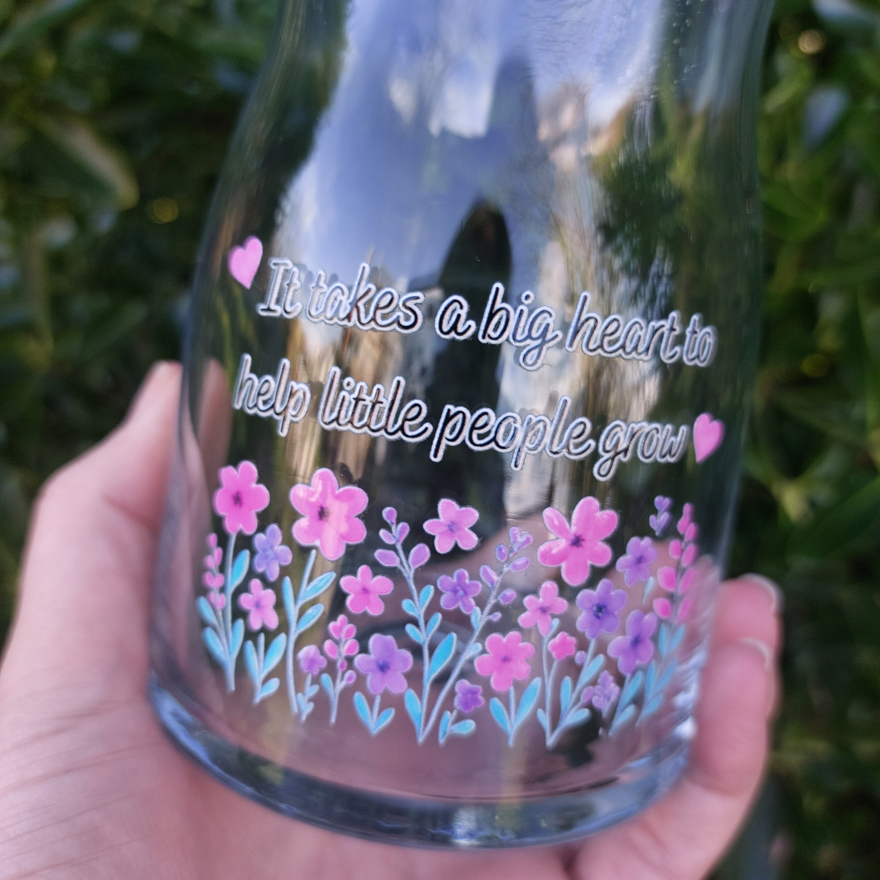 Teacher Vase, Thank You For Helping Me Grow, It Takes A Big Heart To Help Little People Grow