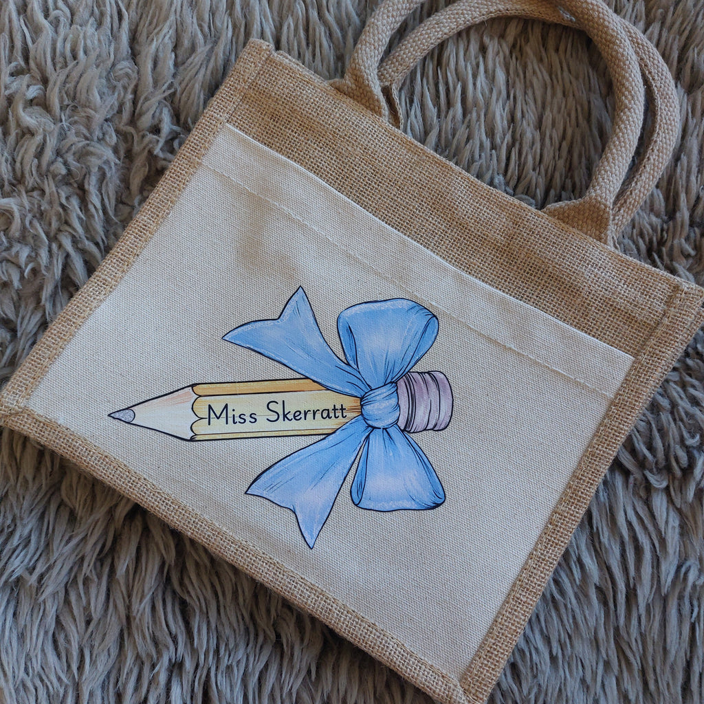 Personalised Teacher Tote Bag: Jute, Thank You Gift