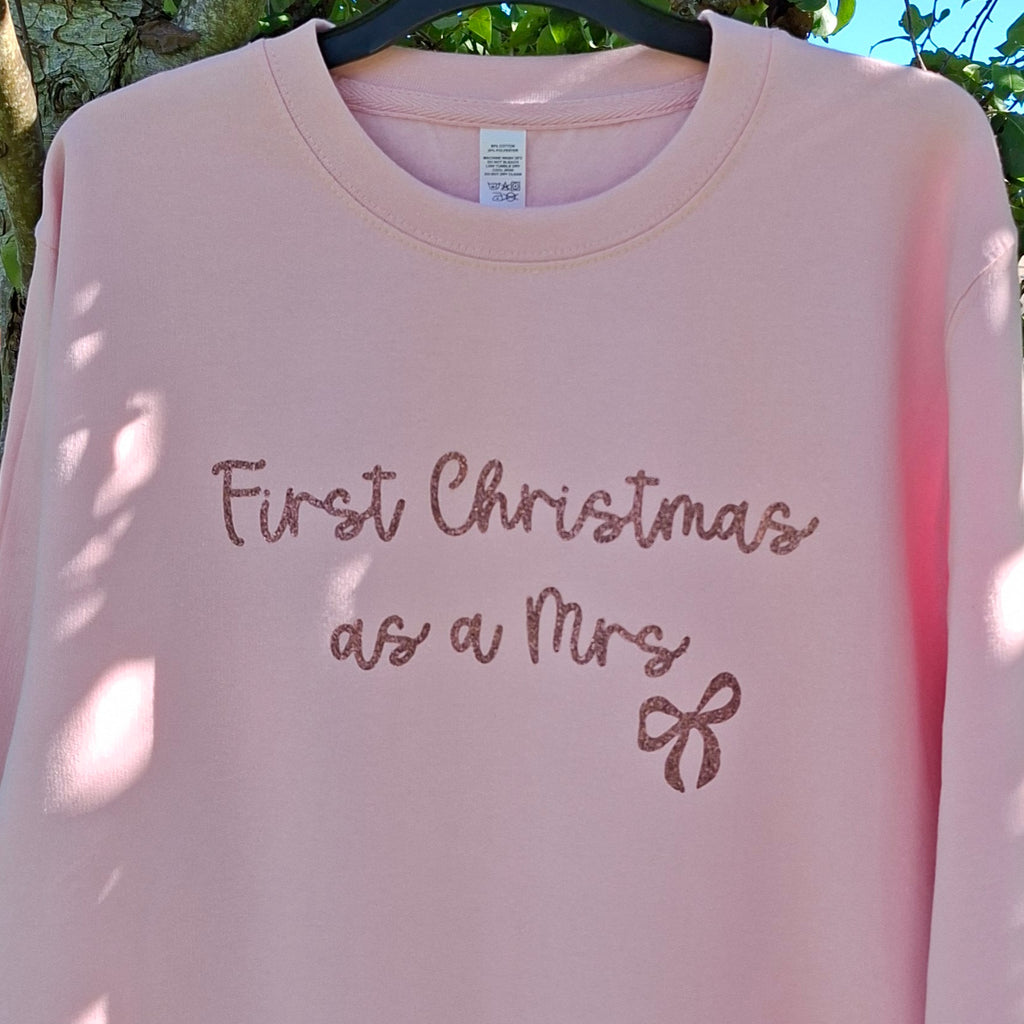 Personalised First Christmas as a Mrs Jumper – Bow Design