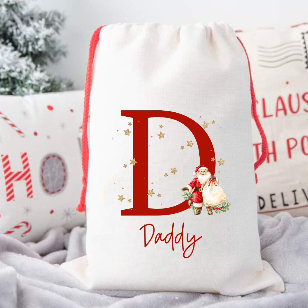 Personalised Santa Christmas Sack – Initial & Name