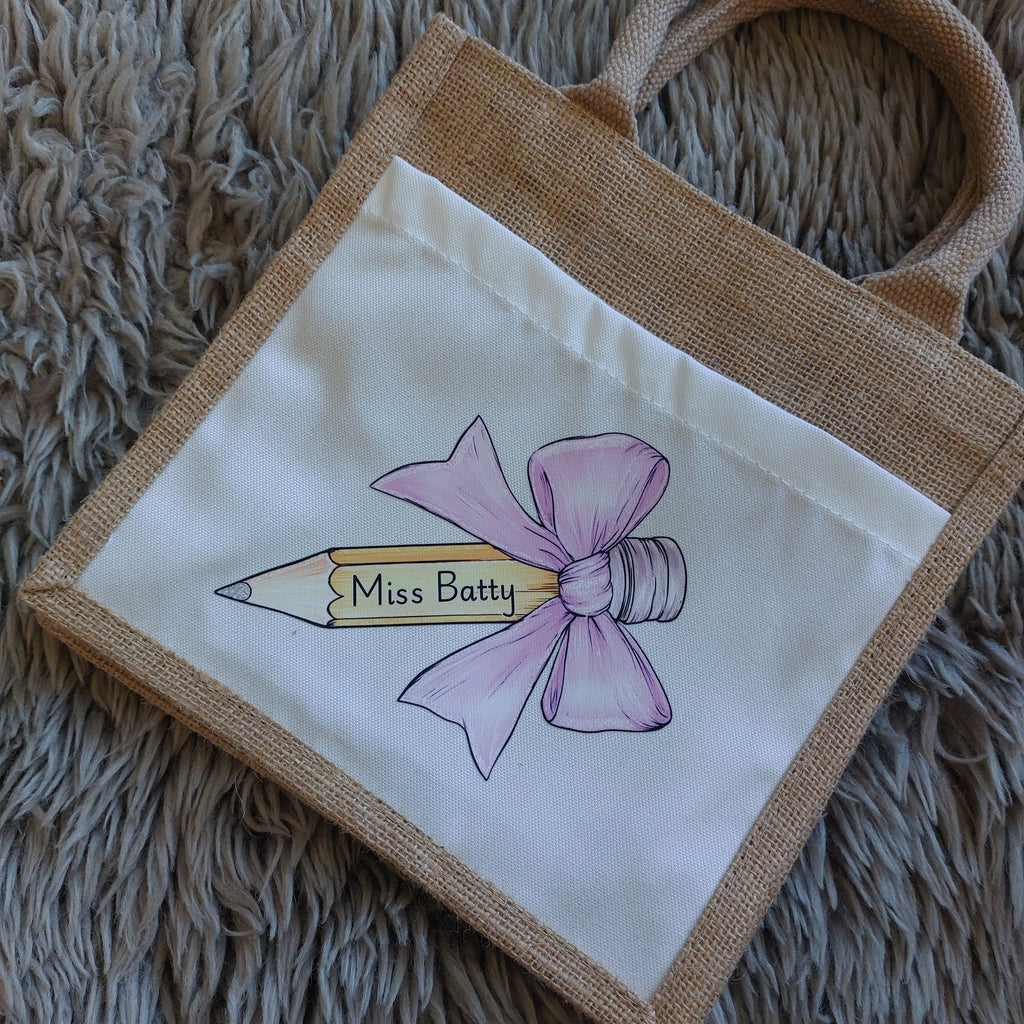 Personalised Teacher Tote Bag: Jute, Thank You Gift