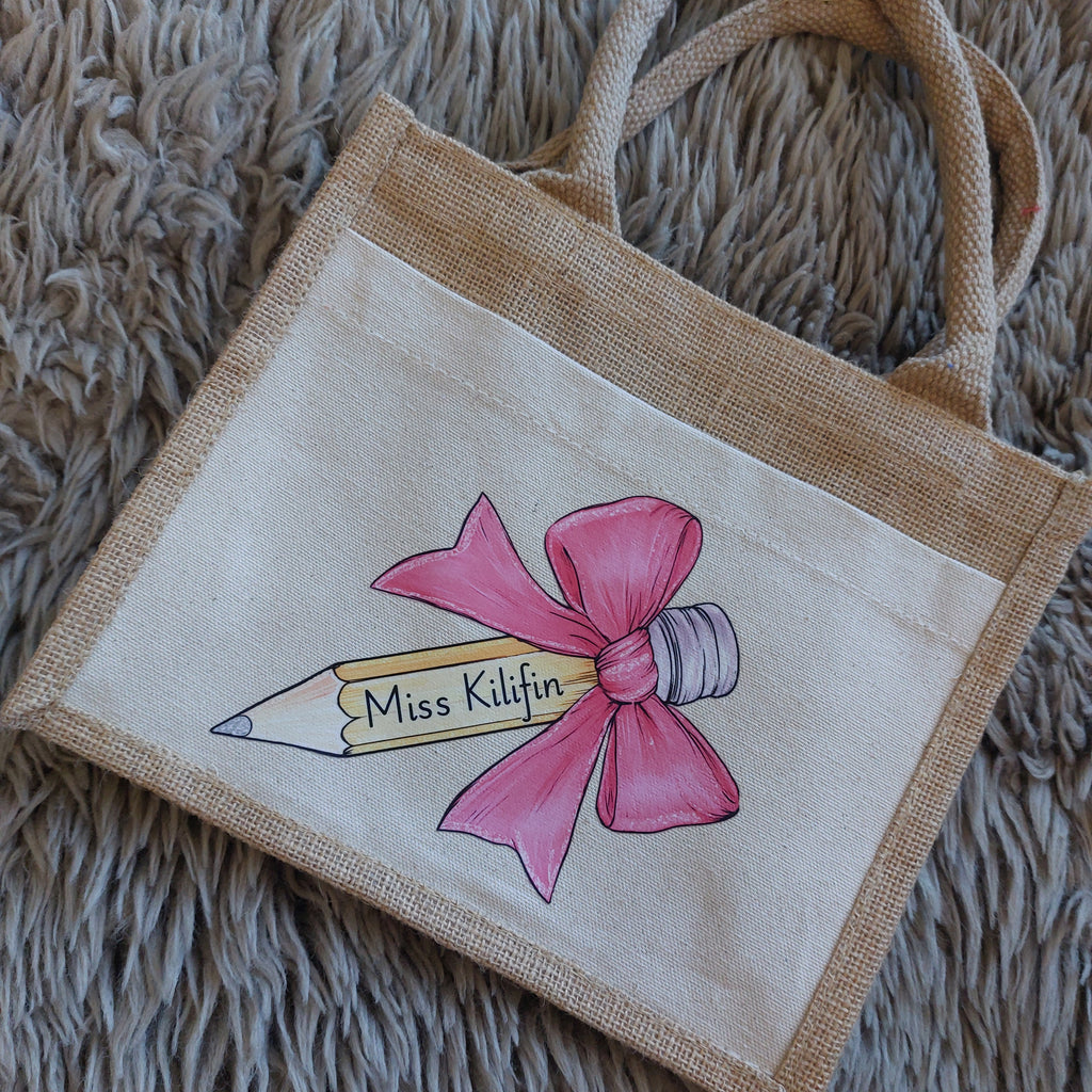 Personalised Teacher Tote Bag: Jute, Thank You Gift