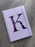 Personalised Teacher Notebook: A5 Lilac Notebook, Initial Design