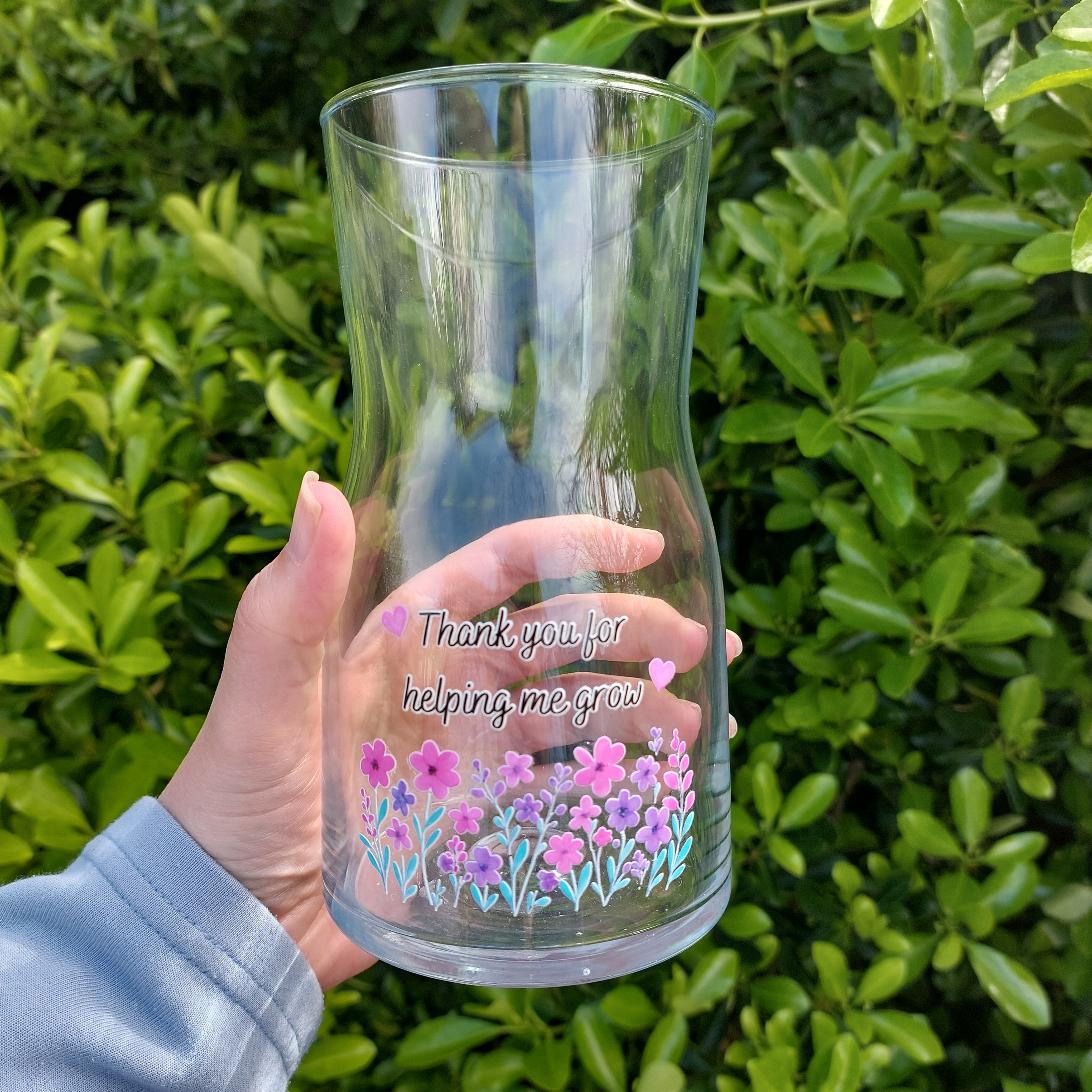 Teacher Vase, Thank You For Helping Me Grow, It Takes A Big Heart To Help Little People Grow