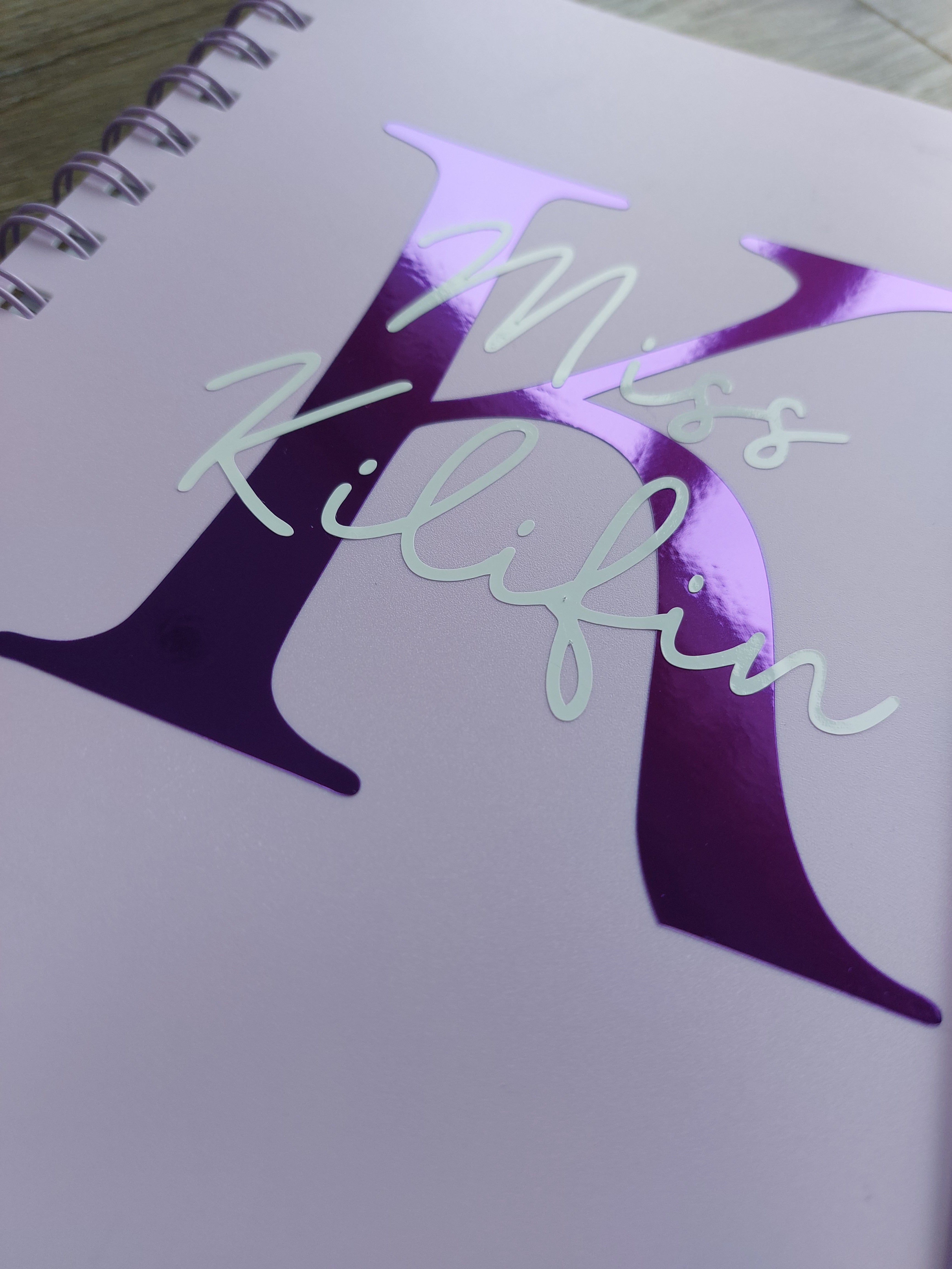 Personalised Teacher Notebook: A5 Lilac Notebook, Initial Design
