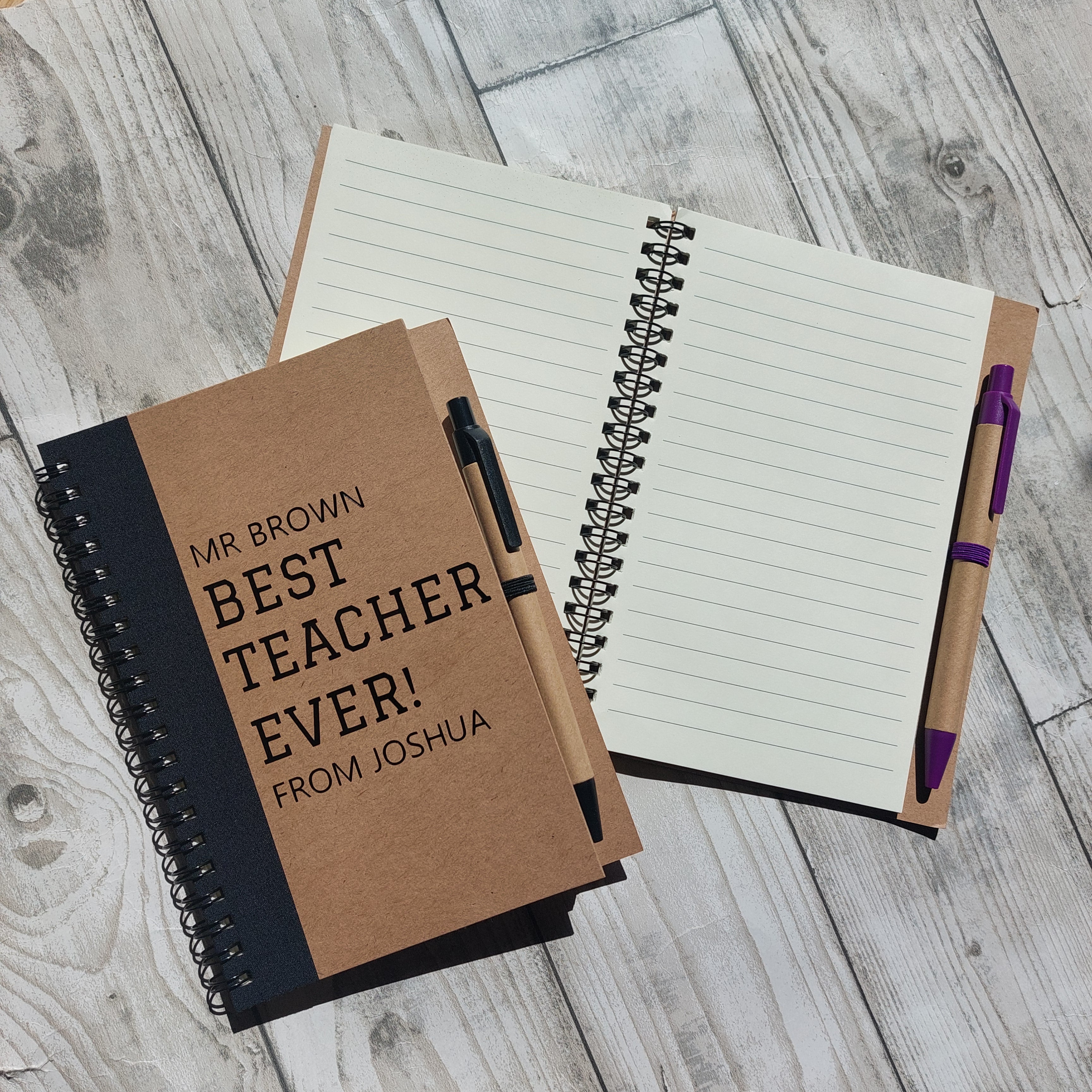 Best Teacher Ever A6 Notebook, Thank You Teacher Gift, Personalised Teacher Thank You Notebook