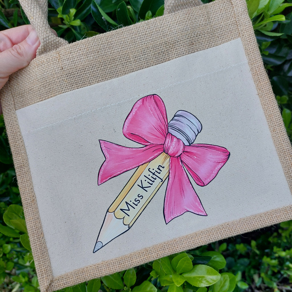 Personalised Teacher Tote Bag: Jute, Thank You Gift