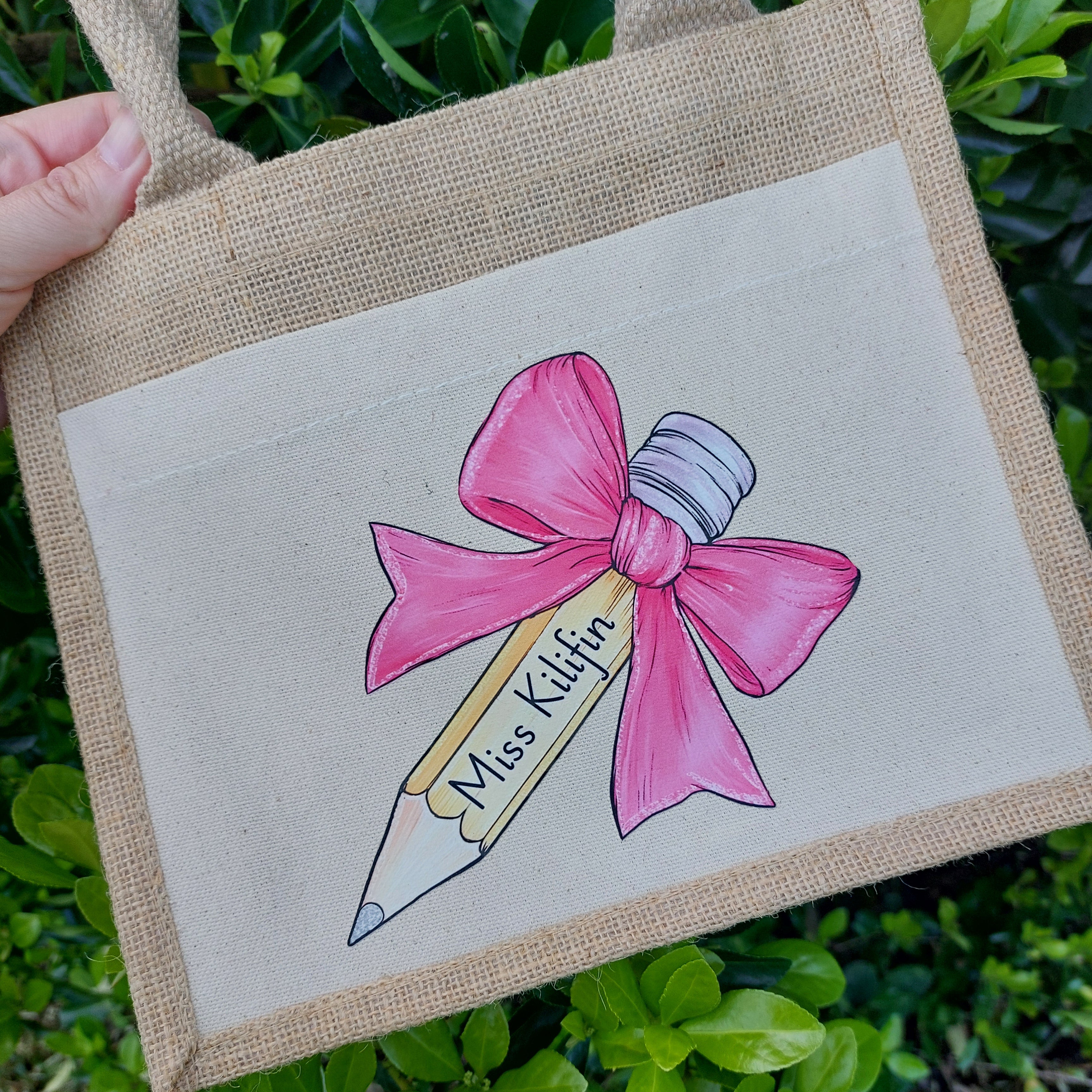 Personalised Teacher Tote Bag: Jute, Thank You Gift