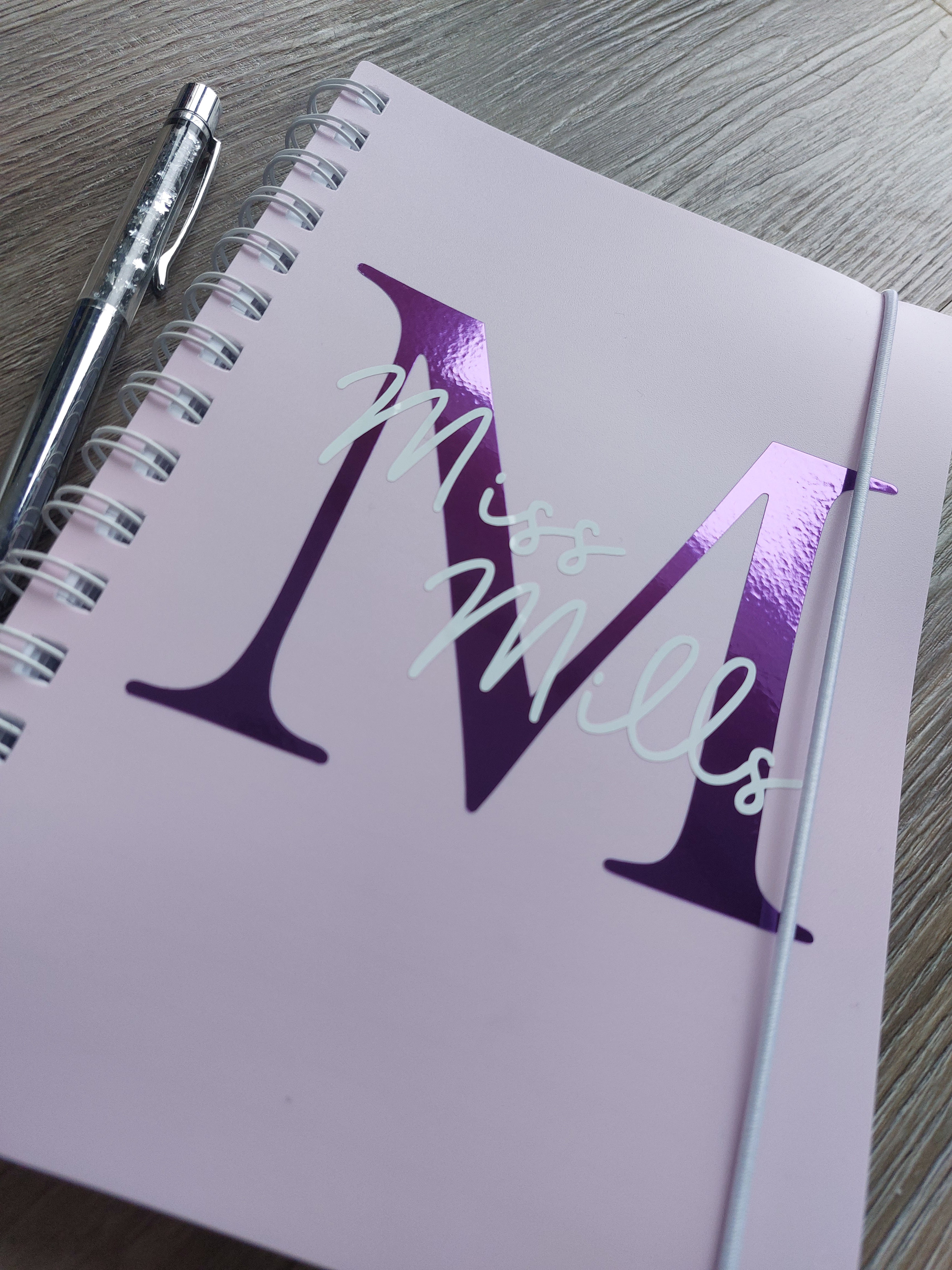 Personalised Teacher Notebook: A5 Lilac Notebook, Initial Design
