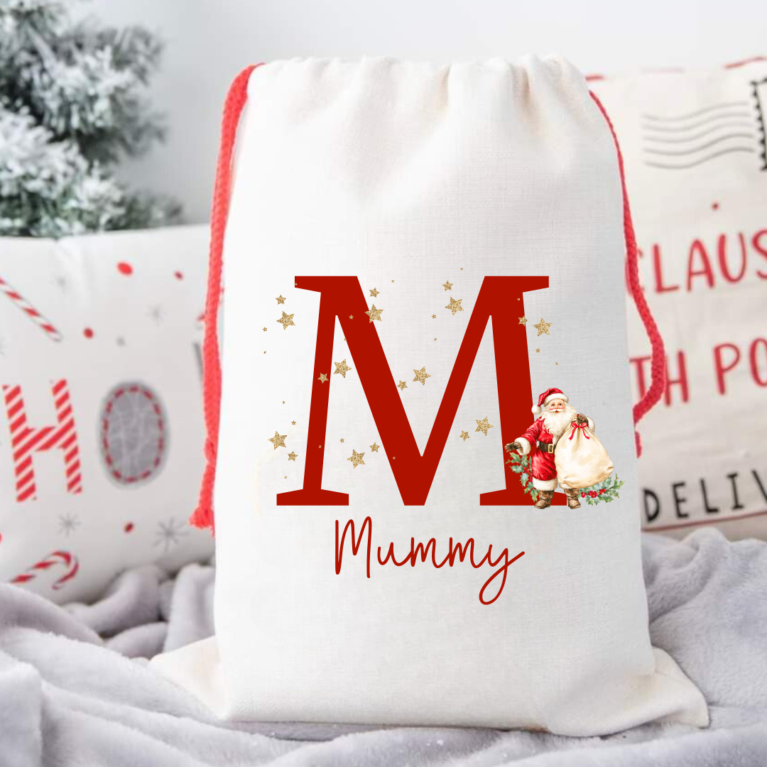 Personalised Santa Christmas Sack – Initial & Name