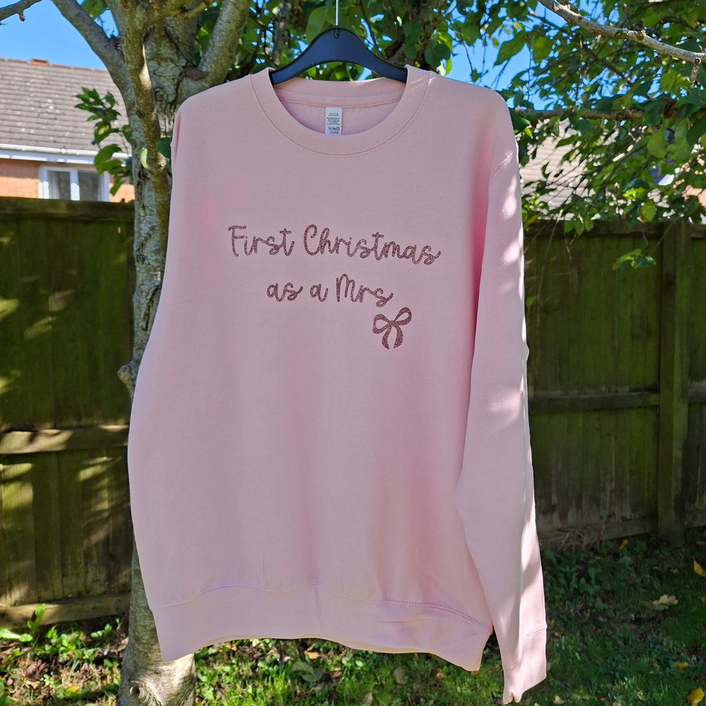 Personalised First Christmas as a Mrs Jumper – Bow Design