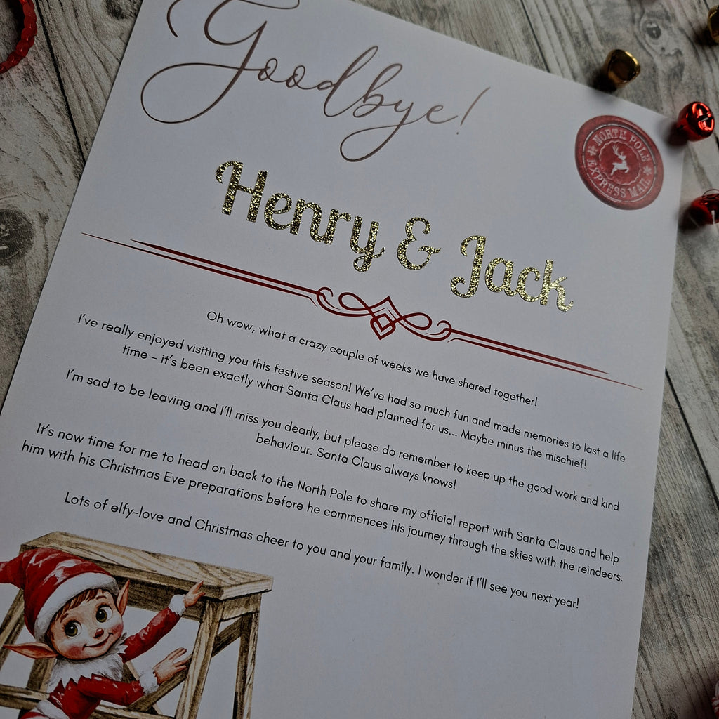 Personalised Elf Arrival and Leaving Letters
