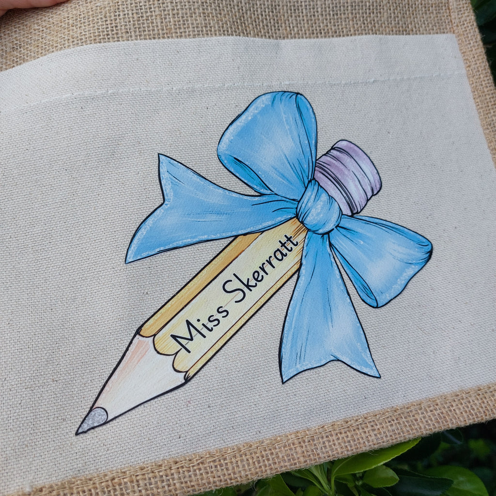 Personalised Teacher Tote Bag: Jute, Thank You Gift