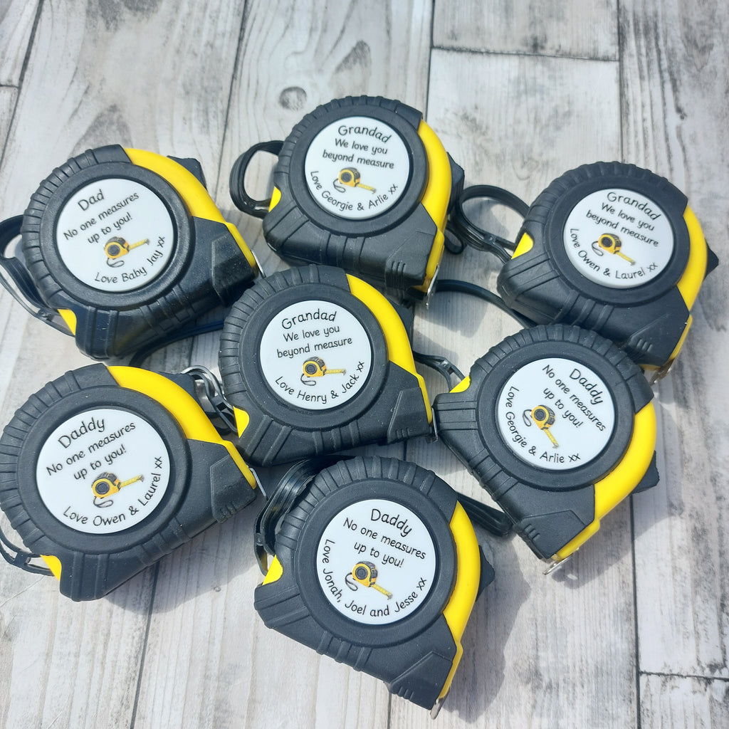 Personalised 5m Tape Measure, Fathers Day Gift, No One Measures Up To You, Loved Beyond Measure